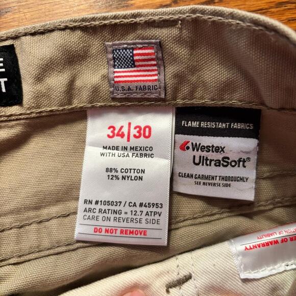 Ariat Low Rise Boot Flame Resistant Khaki Work Pant Cat 2 Size 34/30 NWT - Picture 4 of 16